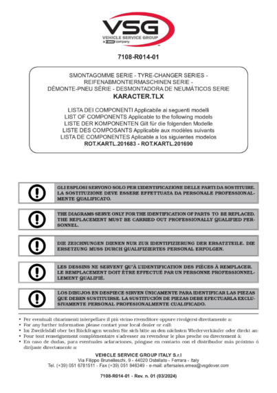 Tyre changer karacter tlx  7108 r014 01 vsg rev01 5l multi 