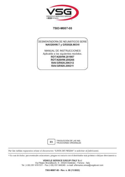 Tyre changer rotn26hwt ravgr926movi im 7503 m007 00 vsg rev00  2023 