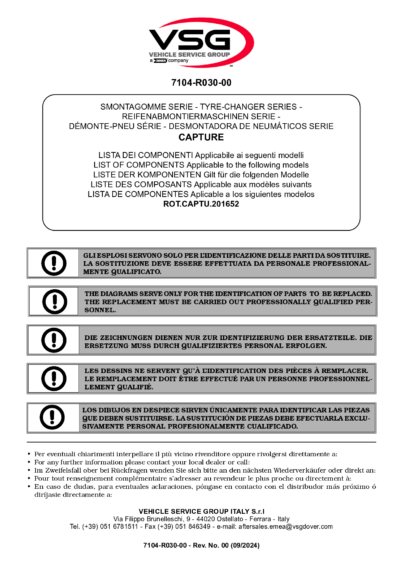 Tyre changer ROTCAPTU SP 7104 R030 00 VSG rev00 multi 
