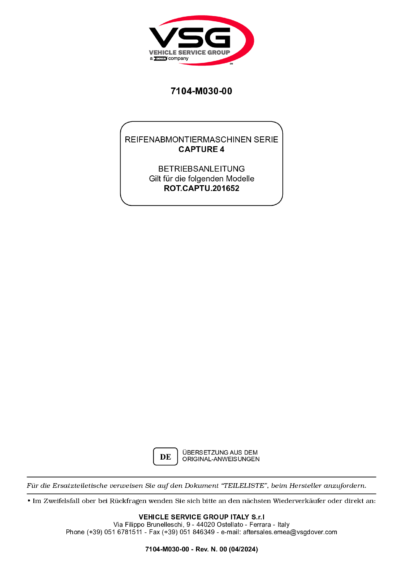 Tyre changer ROTCAPTU IM 7104 M030 00 VSG rev00  
