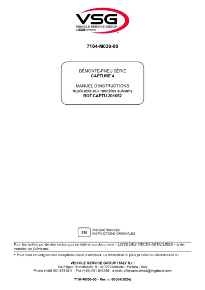 Tyre changer ROTCAPTU IM 7104 M030 00 VSG rev00  