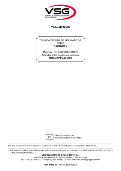 Tyre changer ROTCAPTU IM 7104 M030 00 VSG rev00  