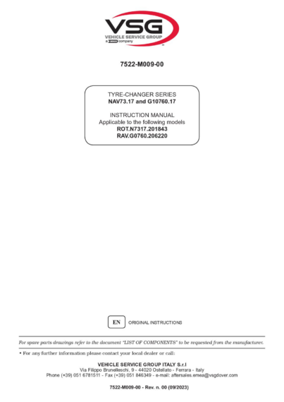 Tyre changer ROTNAV7317 RAVG1076017 IM 7522 M009 00 VSG rev00  