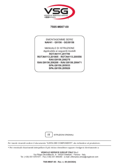 Tyre changer ROTN4111 N4113–RAVG9156 SPAG0156 IM 7505 M007 00 VSG rev00  