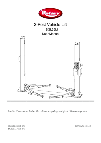 2 post lift SGL35M IM  