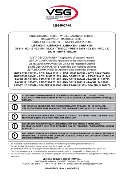 Wheel Balancers LIBRAK240 LIBRAK345 LIBRAK338 LIBRAK328 G2114 G2116 G2120 G2121 T2020 2D WB430 EASY G2124 GTL2120 ER238 ER448 ERL240 SP 1296 R027 02 multi 