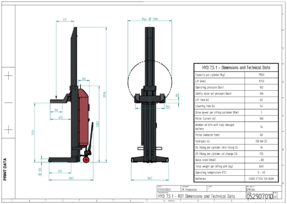 Mobile Colum HYD75 TD 052907010 