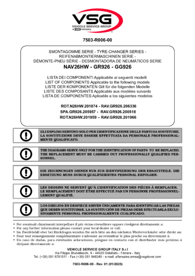 Tyre changer ROTNV26 RAVGR926 SPAGR926 SP 7503 R006 00 VSG rev01 multi 
