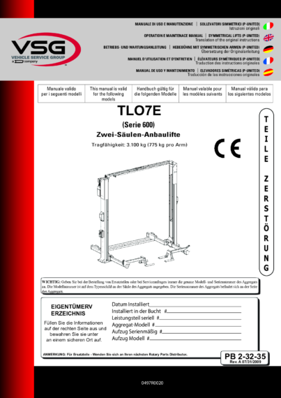 2 Post Lift TLO7 SP 0497 R0020 multi