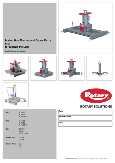 Floor running pit lift OM 118774   Rev I