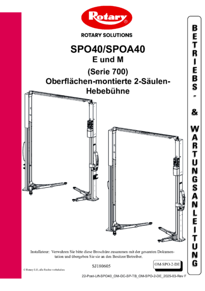 2 Post Lift SPO40 OM DC SP TB OM SPO 2 DE  Rev F
